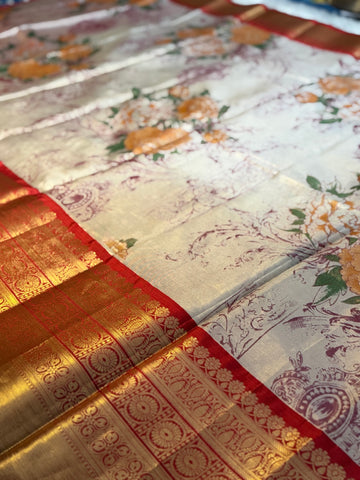Banarasi Tissue Kalamkari Saree with kanchi Border