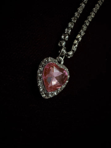 Pink diamond heart chain✨