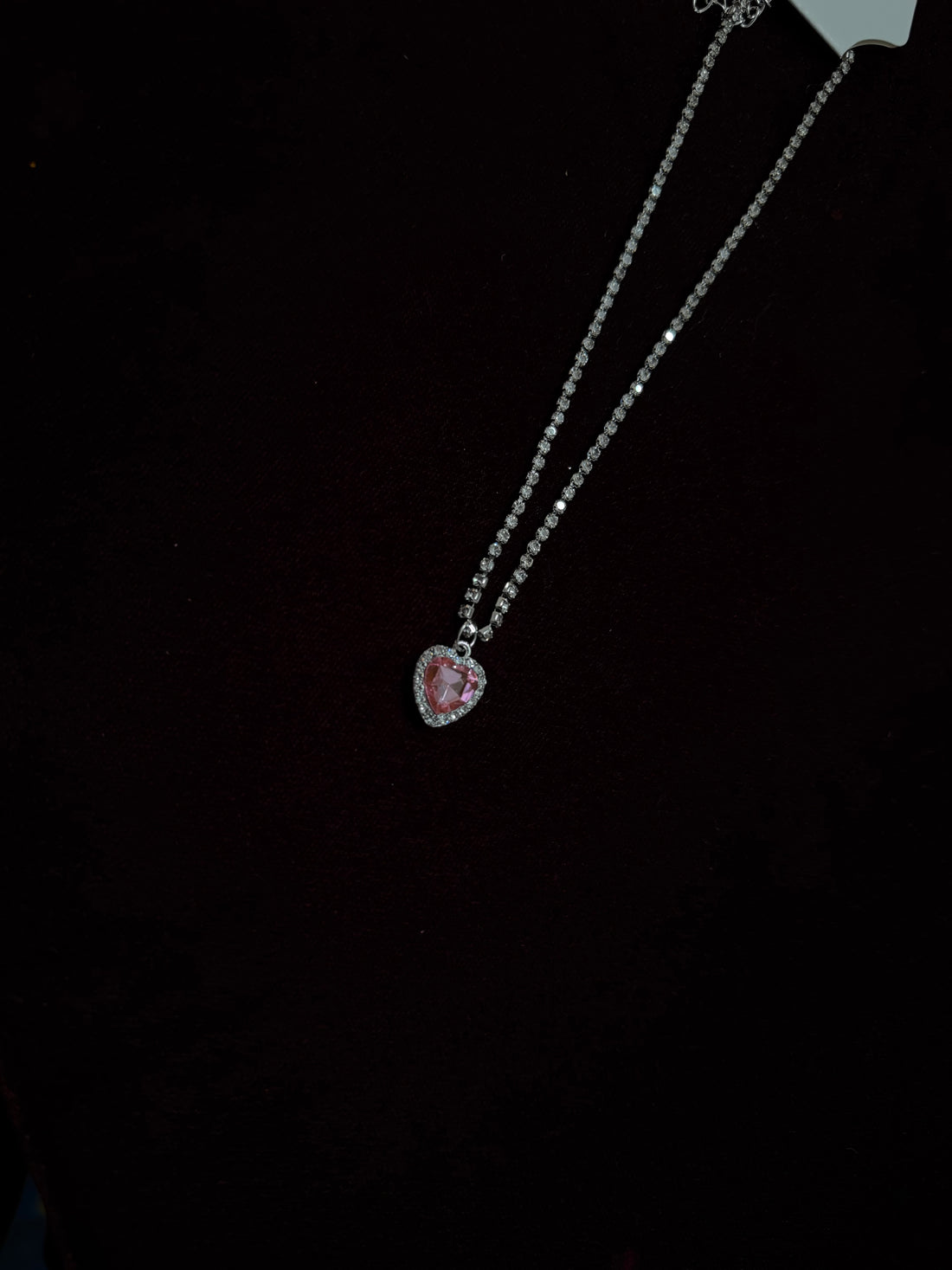 Pink diamond heart chain✨