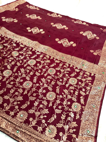 Embroidered Ethnic Saree with Stone Work Border like  banarasi