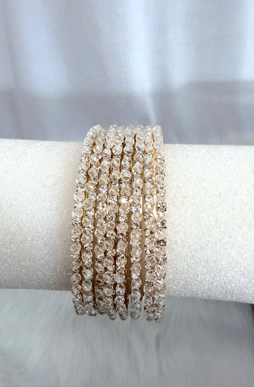 Multi-Row Crystal Gold-Tone Statement Bracelet