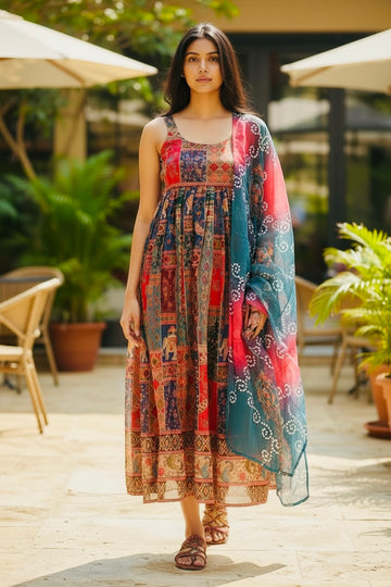 Elegant Patola printed festive gown