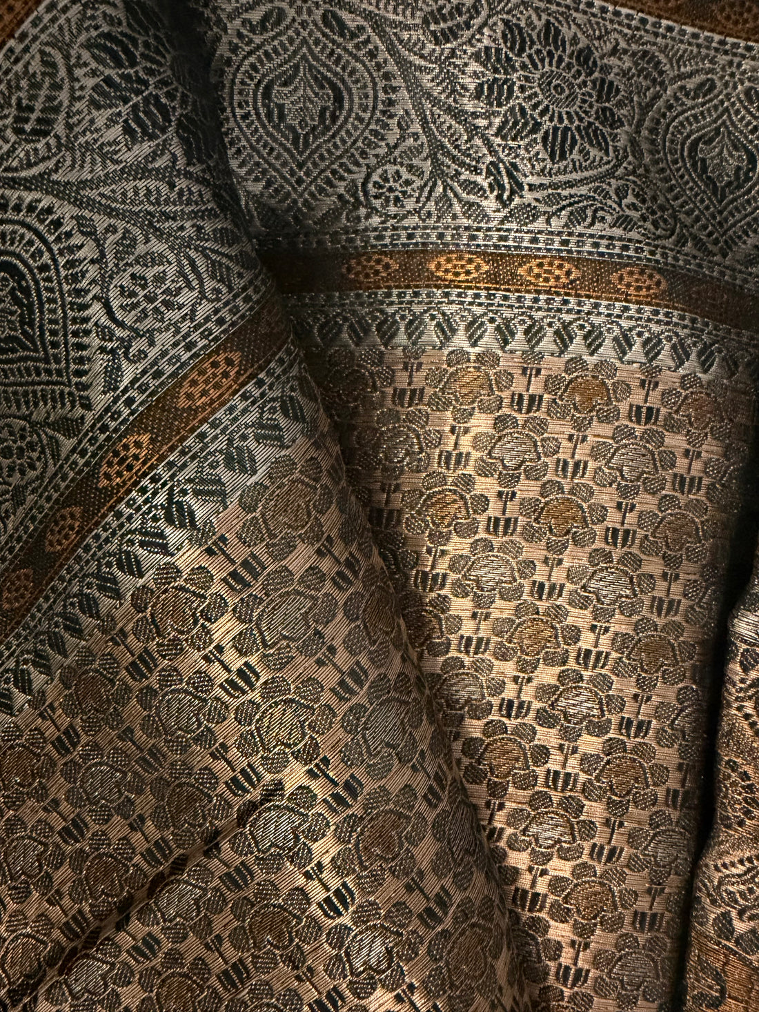 Emerald Green Handwoven Silk Saree with Antique Zari