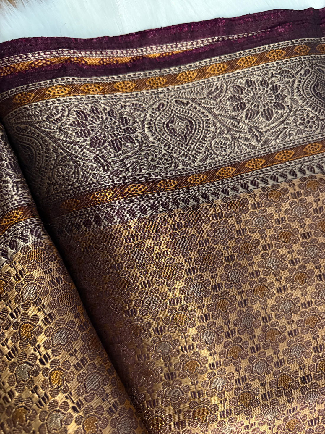 Regal Wine Purple Handwoven Silk Saree with Antique Zari