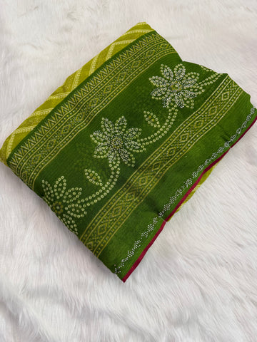 Vibrant colors Handcrafted Saree with Traditional Tie-Dye Work