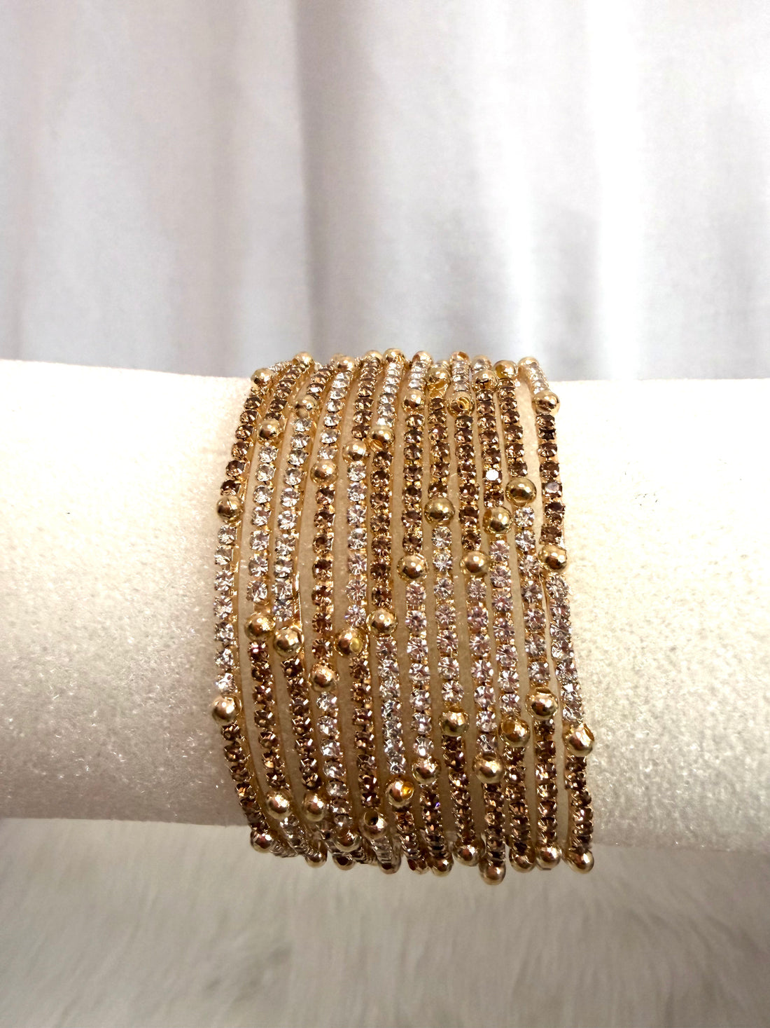 Black and gold Crystal Multi-Row Statement Bracelet