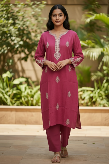 Embroidered Co-Ord Set with Straight Pants