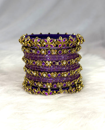 Royal floral handcrafted thread bangle set