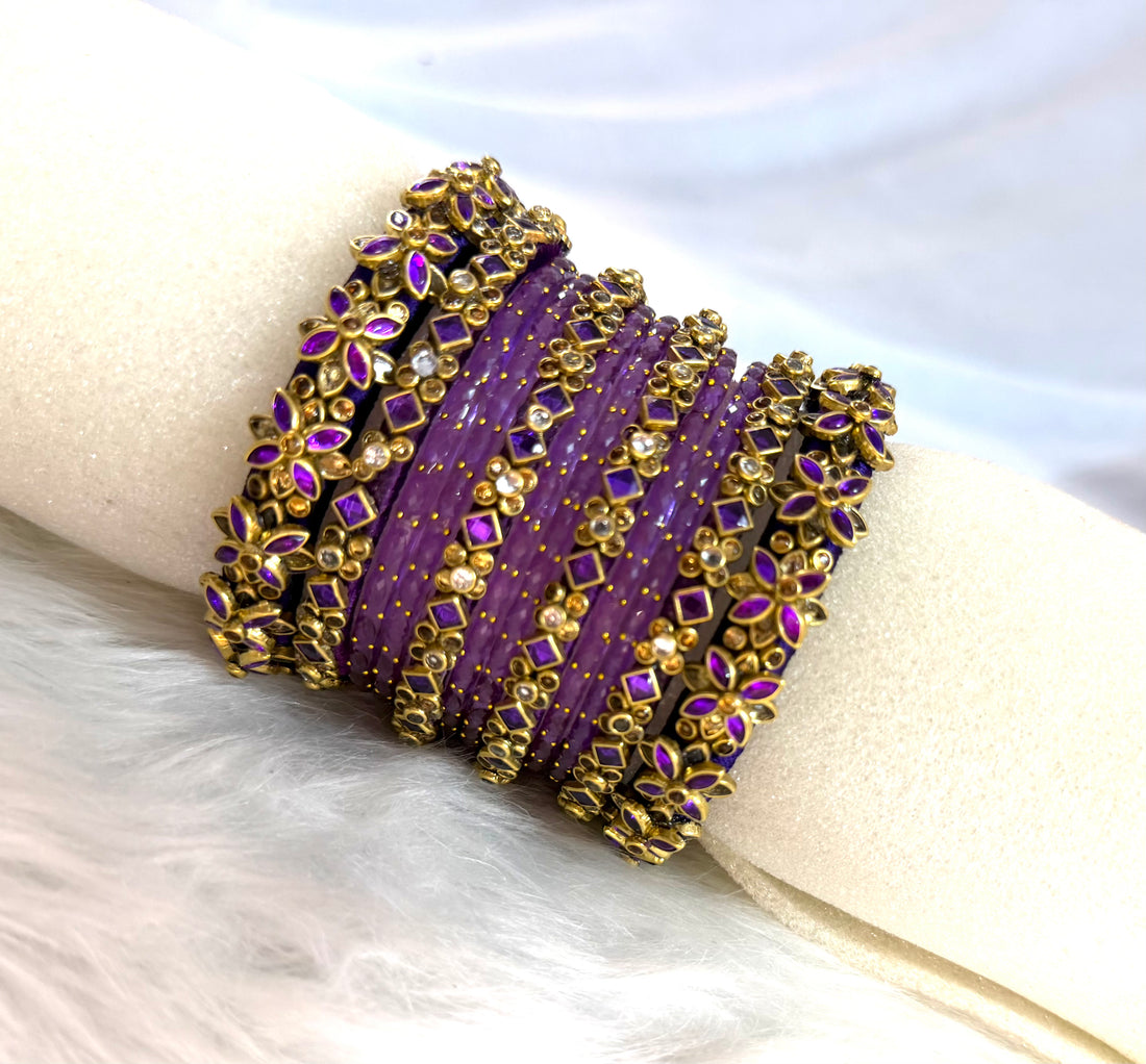 Royal floral handcrafted thread bangle set