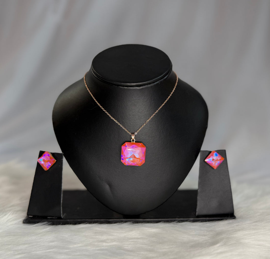 Elegant Statement Crystal Necklace & Earring Set