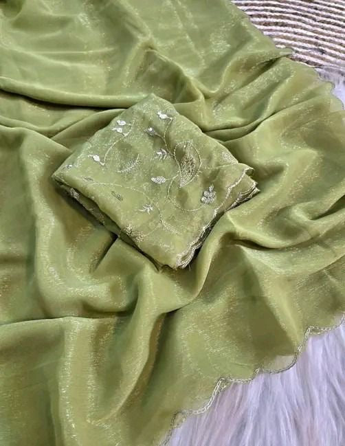 Elegant Soft Silk Saree with Embroidered Blouse – 4Colours Available