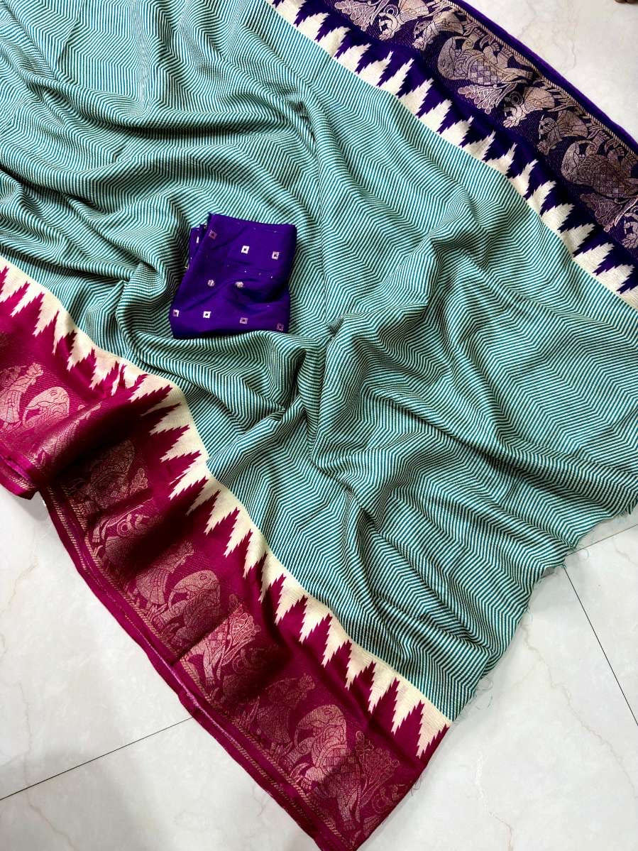 Leheriya Special Pure Dola Silk Crushed Saree With Woven Blouse ✨