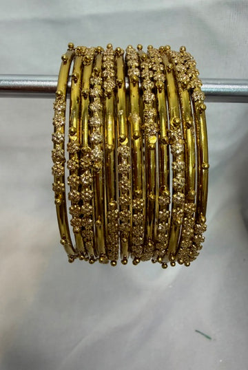 Classic Gold-Tone Sparkle Bangle Set