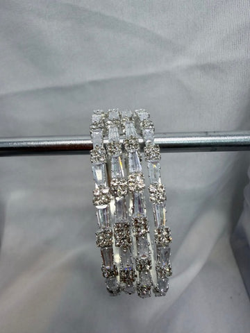 Crystal Silver-Tone Statement Bangle Set