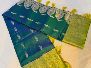 Premium Traditional Silk Saree – Elegant Green & Gold