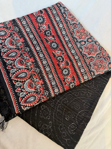 Rustic Red & Olive Green Ethnic Shawl